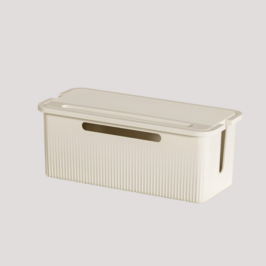 Minimalist Cable Management Box  Cord Organizer with Ventilated Lid for Desk & Home Office