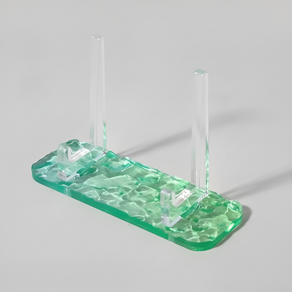 Water Ripple Acrylic Phone Stand - Clear Desk Phone Holder with Ocean Wave Design - Aesthetic Display Stand