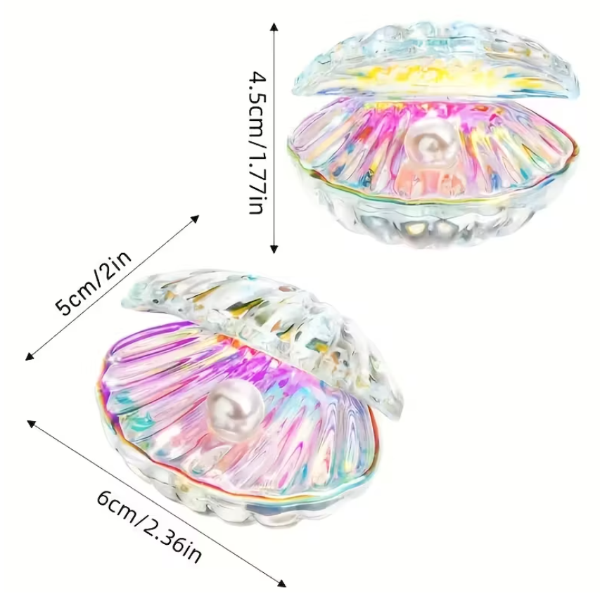 Crystal Pearl Shell Ornament - Kawaii Mini Glass Clam with Pearl for Gaming Desk Decor - Aesthetic Mermaid Seashell Decoration - Cute Vanity Accessories Gift for Gamer Girls