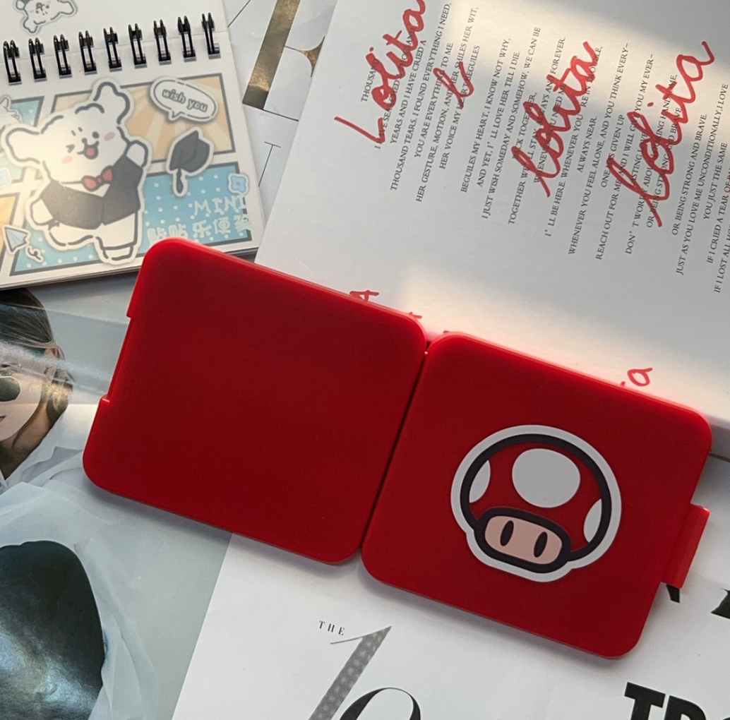 Kawaii Mario Switch Game Card Case - Cute Magnetic Storage Holder for Nintendo Switch Cartridges - Aesthetic Portable Organizer 12/24/48 Slots - Question Block Mushroom M Logo Design for Gamer Girls