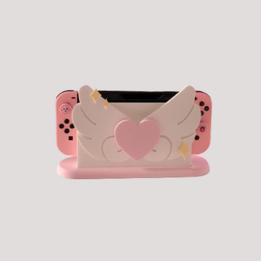 Magical Heart Switch Dock Cover  Cute Angel Wings Stand for Nintendo Switch Console