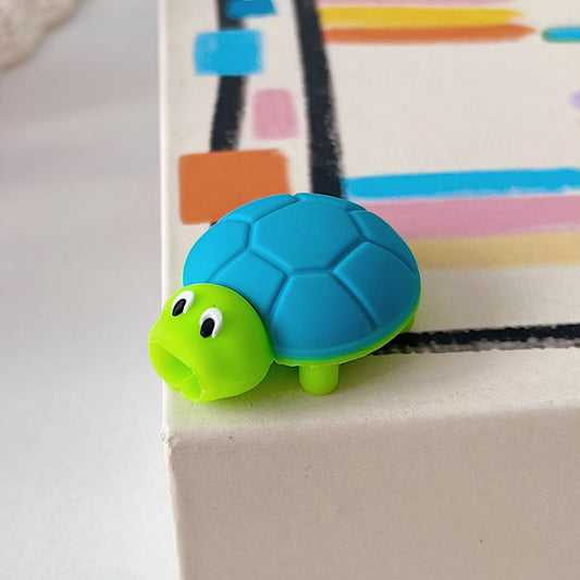 Turtle Cable Protector  Cute Silicone Cord Saver for iPhone, Android, USB-C and Lightning Cables, Anti-Fray Strain Relief (10 Color Options)
