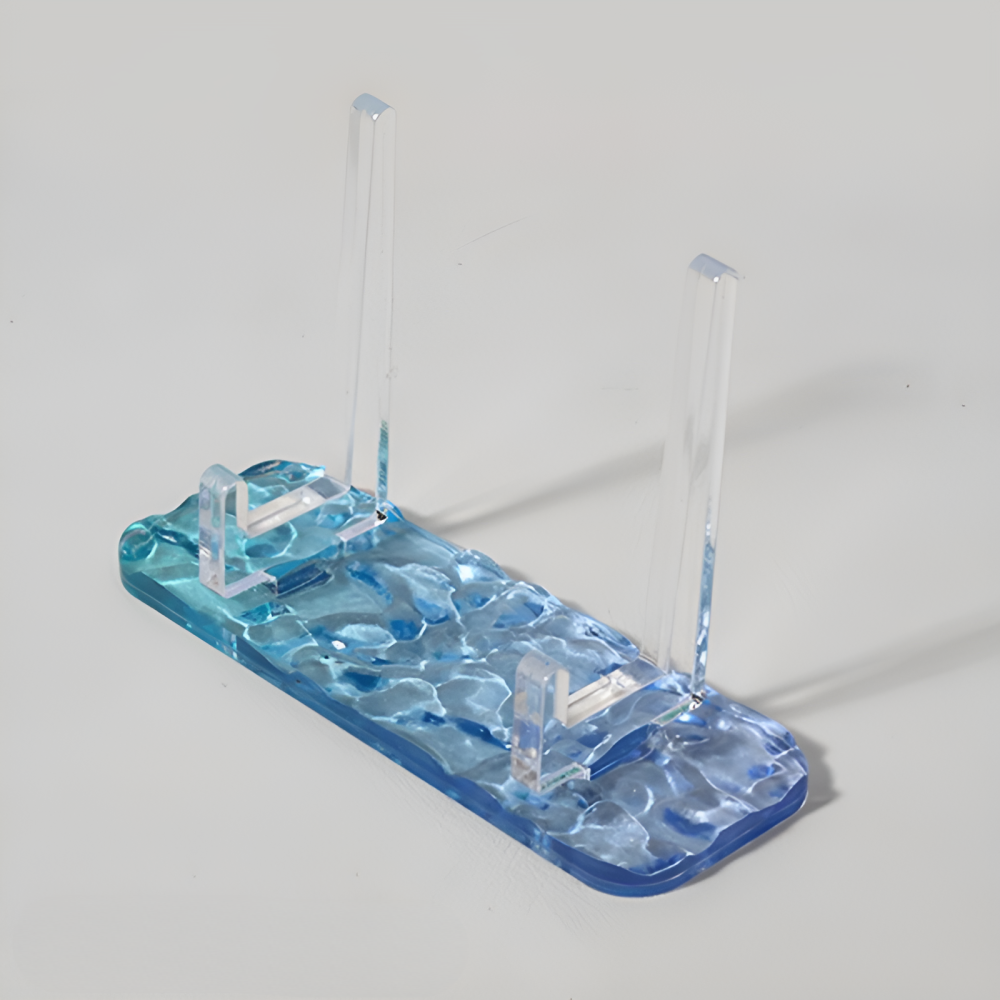 Water Ripple Acrylic Phone Stand - Clear Desk Phone Holder with Ocean Wave Design - Aesthetic Display Stand