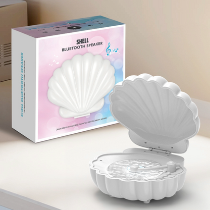 Shell Bluetooth Speaker with LED Lights - Portable Wireless Ocean Wave Projector - Aesthetic Night Light with Music for Bedroom Decor