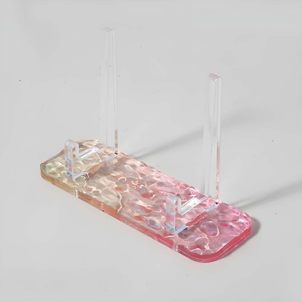 Water Ripple Acrylic Phone Stand - Clear Desk Phone Holder with Ocean Wave Design - Aesthetic Display Stand