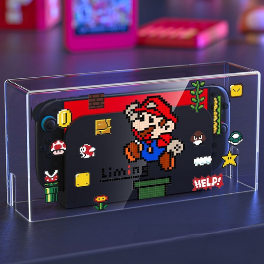 [switch 2nd generation] Kawaii Mario Bowser Switch Dust Cover - Cute Transparent Acrylic Protective Case for Nintendo Switch - Aesthetic Waterproof Anti-Scratch Console Protector with Game Card Storage - HD Clear Cover for Gamer Girls