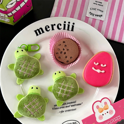 Kawaii Turtle Plush Keychain Soft Bag Charm for Backpacks Keys and Totes