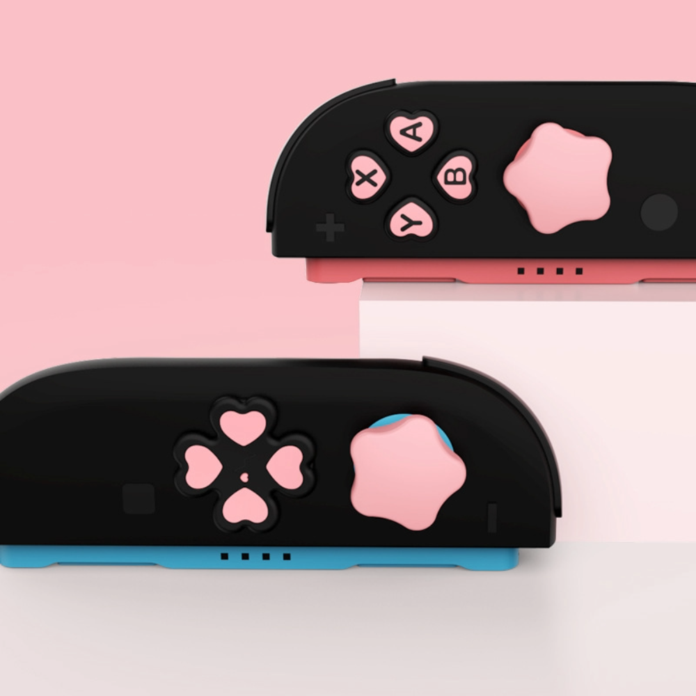 Kawaii Heart Joystick & Keycap Set for Nintendo Switch2 Cute Grip Covers for Joycon Controllers
