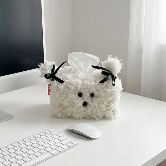 Kawaii puppy plush tissue box cover cute stuffed animal holder