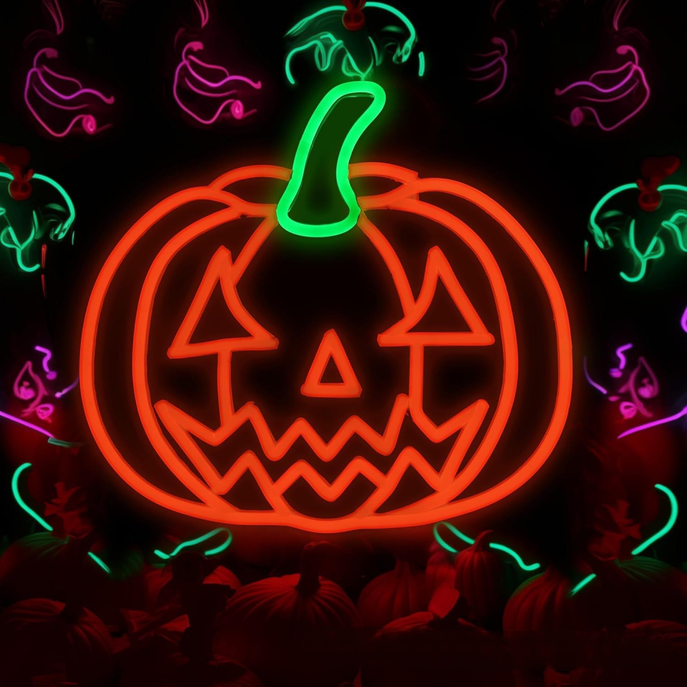 Cute Animal Neon Sign Wall Light  Cat with Butterflies, Turtle With Headphones, Pumpkin | LED Room Decor for Bedroom, Gaming Setup, Bar & Kids Room