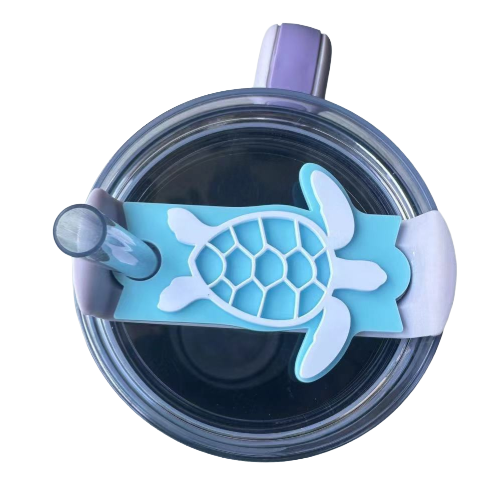 Turtle Tumbler Tag  Cute Silicone Lid Accent for 40 oz / 30 oz / 20 oz Cups, Fits 2nd Gen Straw Lids