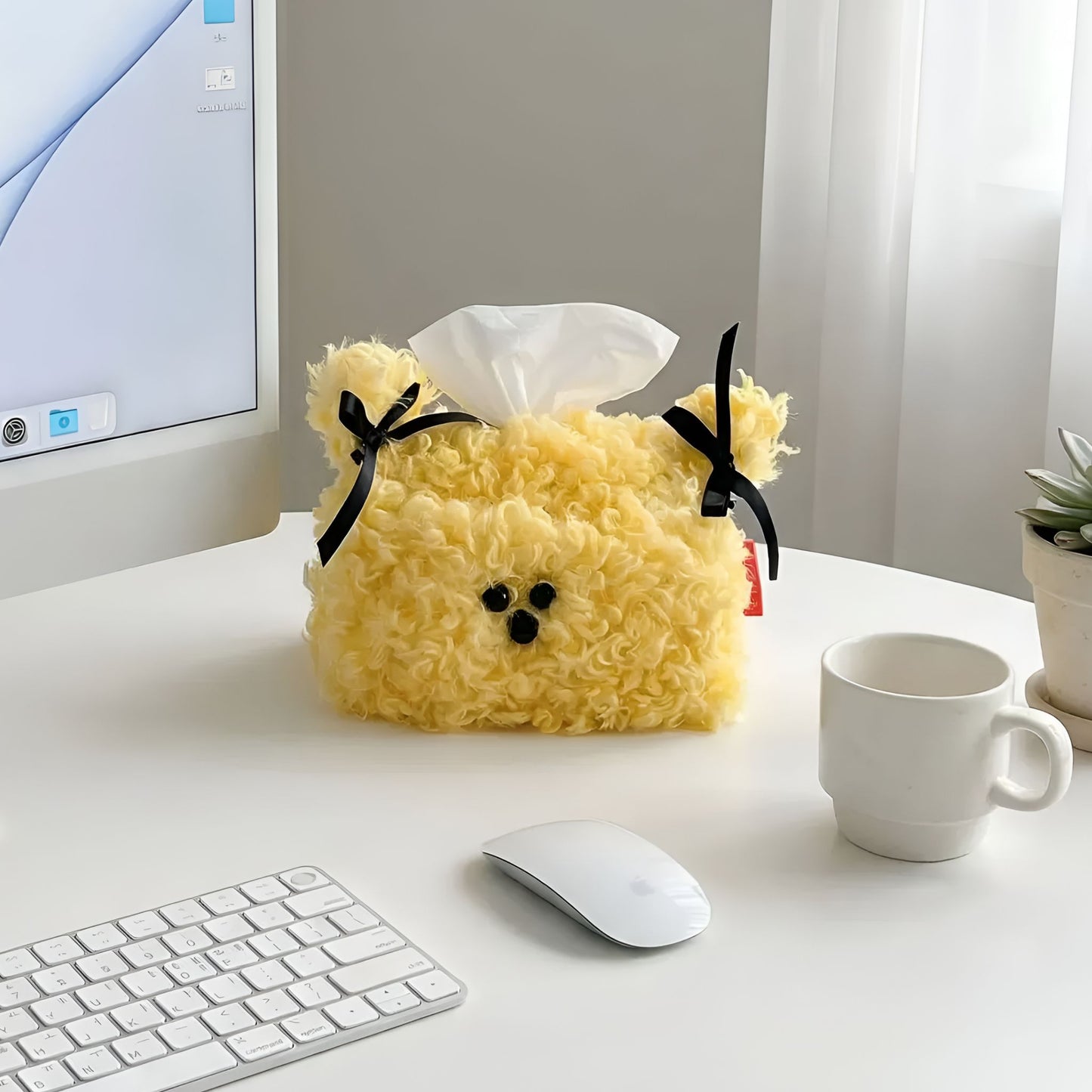 Kawaii puppy plush tissue box cover cute stuffed animal holder