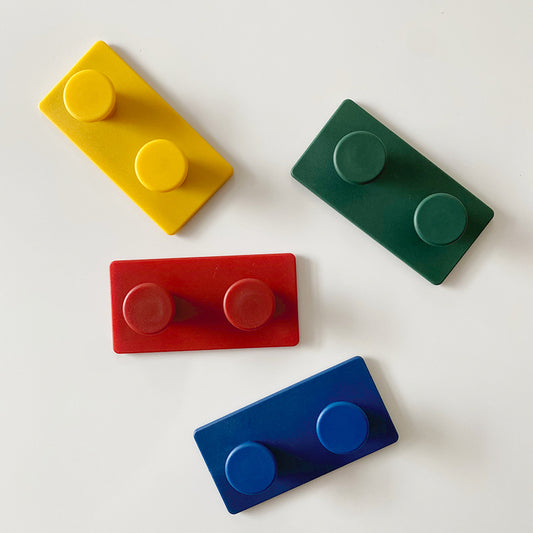 Kawaii Building Block Magnetic Hooks Set of 4 - Cute Lego Brick Style Fridge Magnets for Gaming Room - Strong Magnetic Wall Hooks No Drill - Colorful Desk Organizer for Gamer Girls