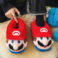 Kawaii Mario Face Slippers - Cute Character Plush House Shoes Red or Green - Cozy Winter Cotton Slippers for Gaming Room - Aesthetic Couple Bedroom Slippers for Gamer Girls