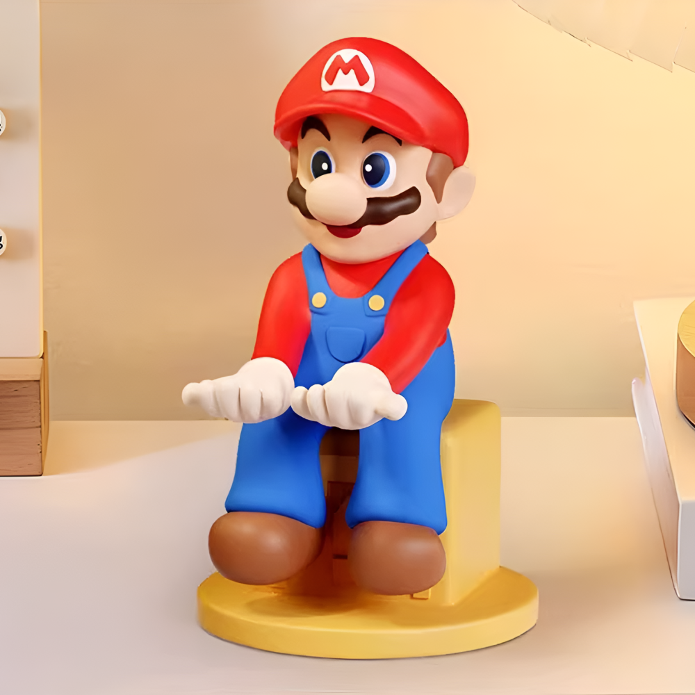 Kawaii Mario Gamepad Holder Stand - Cute Gaming Controller Display for PS5 Xbox Desktop Organizer - Aesthetic Character Figure Bracket for Gamer Girls