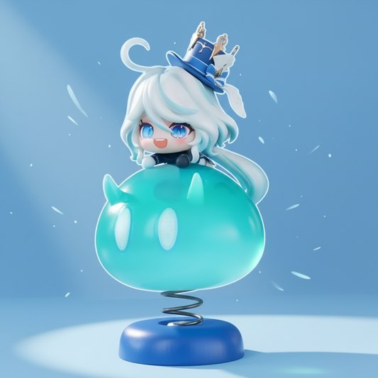 Furina Q Version Figure - Genshin Impact Water God Chibi Collectible - Music Rocking Car Ornament Desktop Display