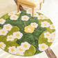 Moss Green Floral Plush Rug  Cozy Round/Freeform Carpet for Living Room, Bedroom & Balcony