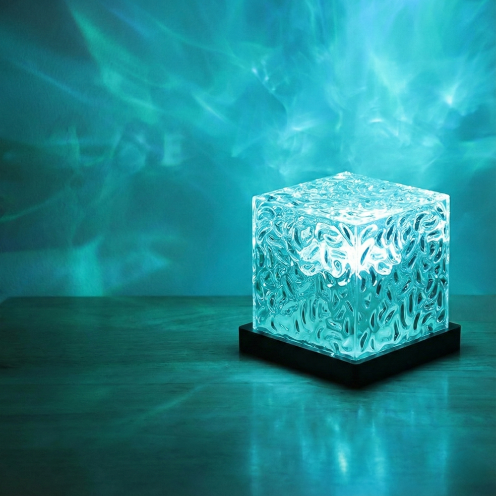 Kawaii Water Ripple Acrylic LED Mood Light - Cute 16-Color Changing Night Light with Remote & APP Control - Aesthetic Cube Atmosphere Lamp for Gaming Room Bedroom - Rechargeable Aurora Starry Sky Light for Gamer Girls