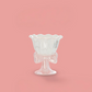 Vintage Bow Dessert Cup - Glass Pedestal Ice Cream Bowl - Elegant Ceramic Sundae Cup with Ribbon Stand