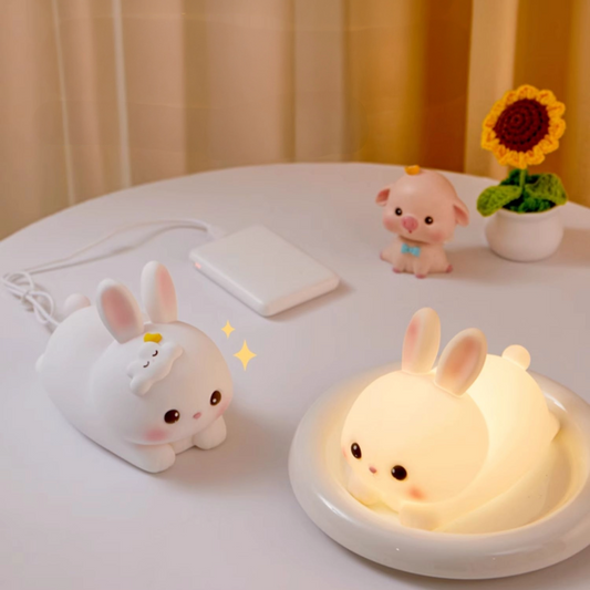 Cloud Bunny Night Light  Soft Glow, Touch Control & Phone Holder