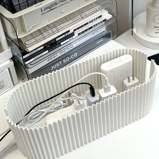 Ripple Design Oversized Wire Storage Box  Power Cord, Data Cable, Charger, Socket Organizer for Cable Management