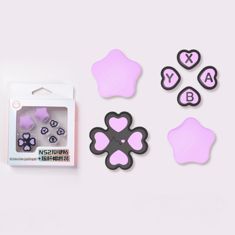 Kawaii Heart Joystick & Keycap Set for Nintendo Switch2 Cute Grip Covers for Joycon Controllers