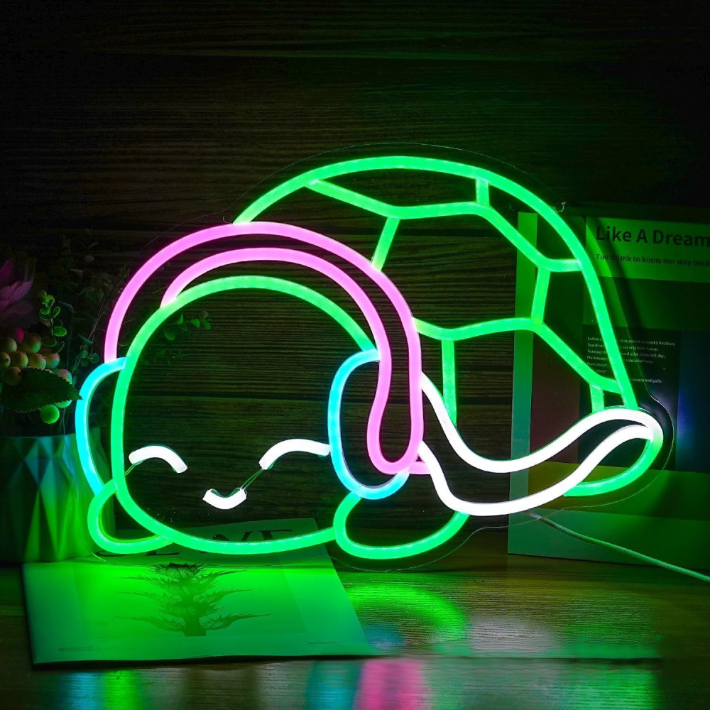 Cute Animal Neon Sign Wall Light  Cat with Butterflies, Turtle With Headphones, Pumpkin | LED Room Decor for Bedroom, Gaming Setup, Bar & Kids Room