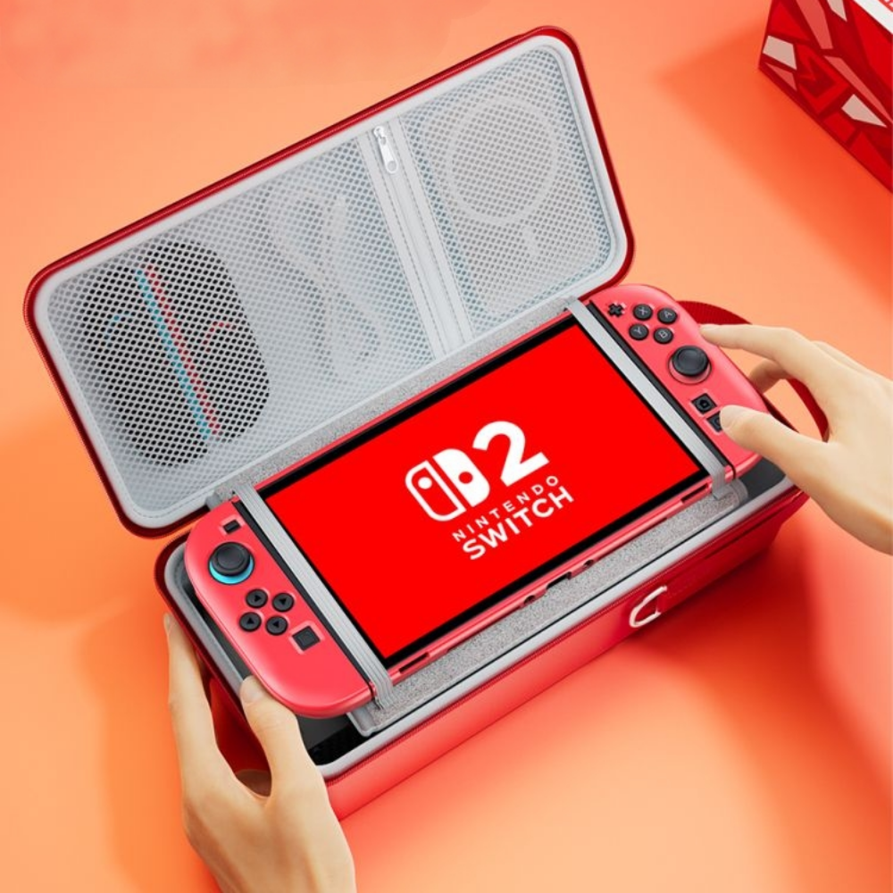 Kawaii Mario Overalls Switch Storage Bag - Cute Large Capacity Carrying Case for Nintendo Switch OLED Console Accessories - Aesthetic Travel Organizer with Game Card Slots Pro Controller Holder - Red Blue Gaming Bag for Gamer Girls