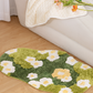 Moss Green Floral Plush Rug  Cozy Round/Freeform Carpet for Living Room, Bedroom & Balcony