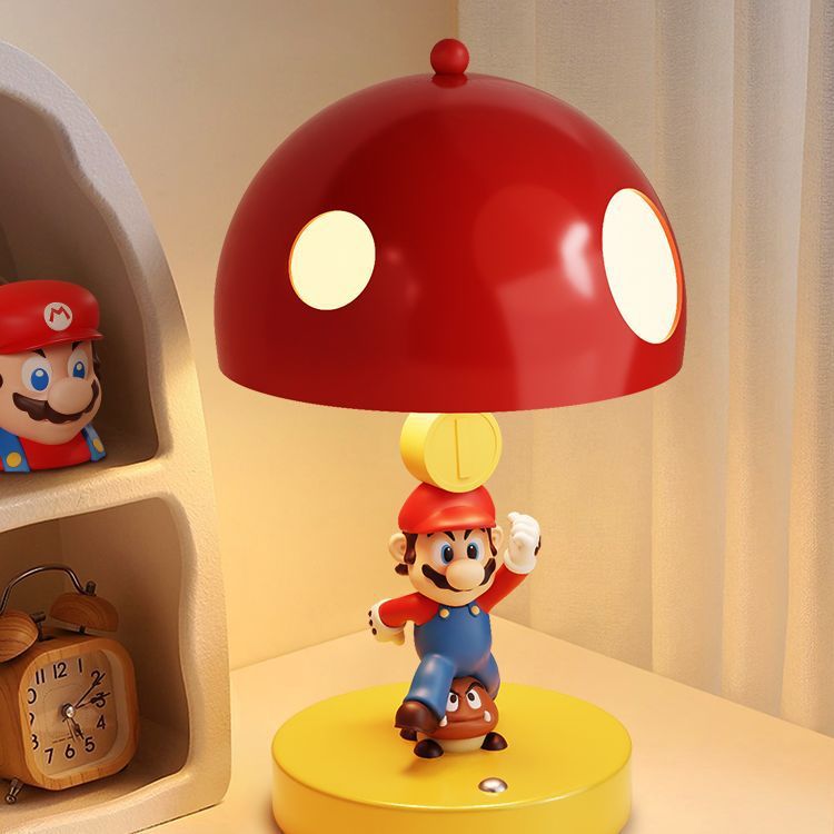 Kawaii Mario Mushroom Table Lamp - Cute Gaming Character Night Light with 3 Color Modes - Rechargeable LED Desk Lamp for Gaming Room Bedroom - Aesthetic Dimmable Bedside Light for Gamer Girls
