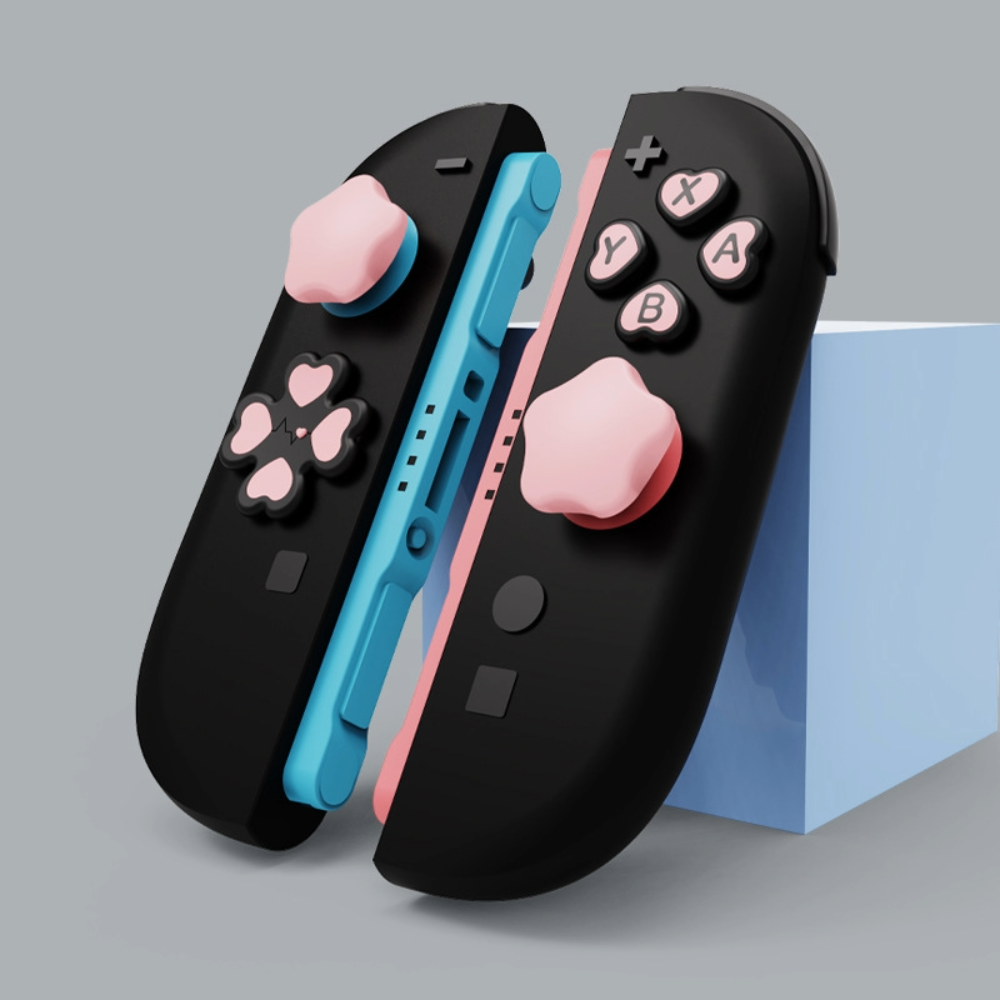 Kawaii Heart Joystick & Keycap Set for Nintendo Switch2 Cute Grip Covers for Joycon Controllers