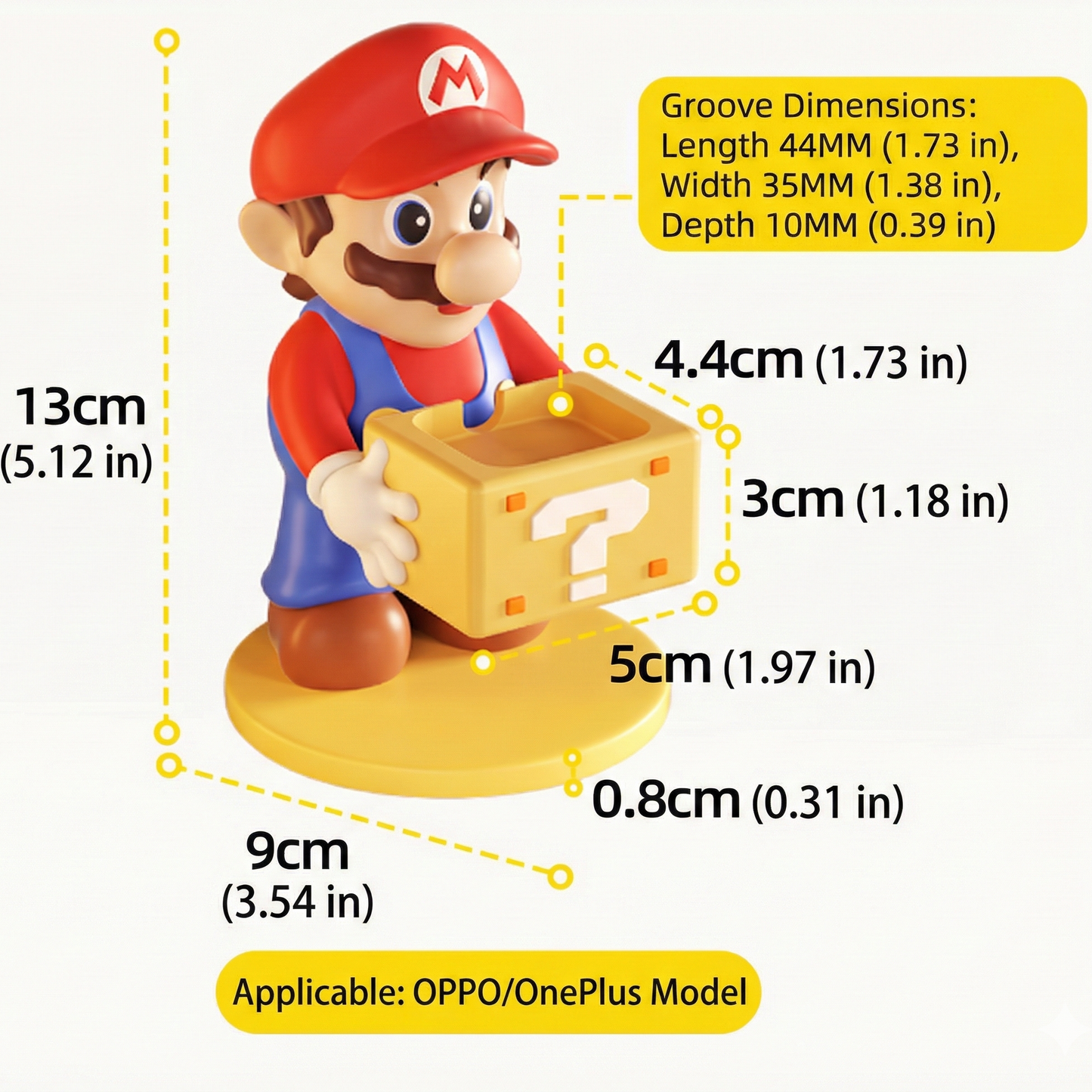 Kawaii Mario Watch Charging Stand - Cute Gaming Character Smartwatch Holder for Apple Watch Desk Organizer - Aesthetic Question Block Display Stand for Gamer Girls