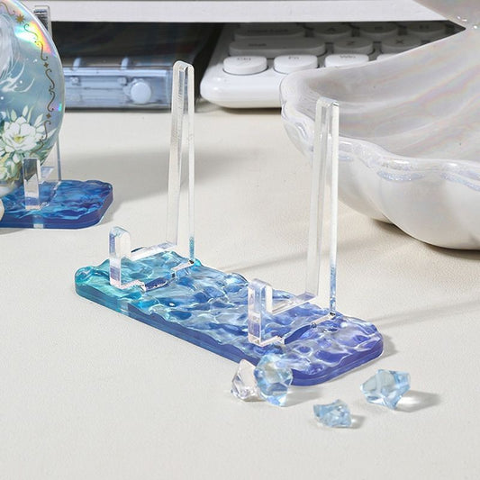 Water Ripple Acrylic Phone Stand - Clear Desk Phone Holder with Ocean Wave Design - Aesthetic Display Stand