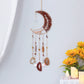 Crystal Moon Dreamcatcher Wind Chime - Kawaii Crescent Sun Catcher with Natural Stone Agate - Boho Wall Hanging for Gaming Room Bedroom - Aesthetic Window Decor for Gamer Girls