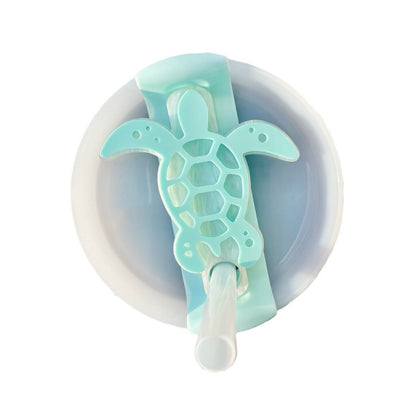 Sea Turtle Tumbler Lid Tag  Soft Silicone Straw Hole Accent for 40/30/20 oz Second-Gen Cups