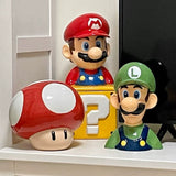 Kawaii Mario Ceramic Storage Jar - Cute Character Face Cookie Container with Lid - Aesthetic Gaming Decor Organizer for Desk - Nostalgic Collectible Jar for Gamer Girls