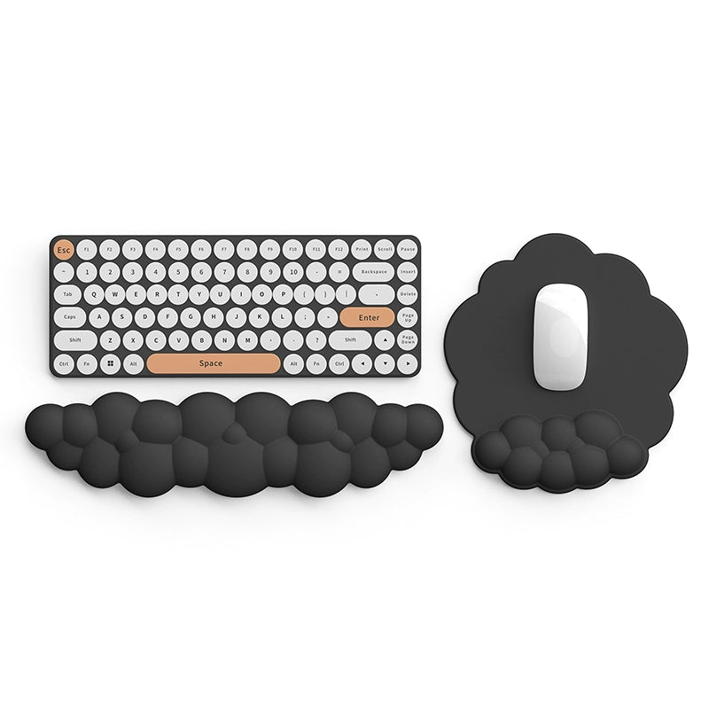 Cloud Keyboard Wrist Rest Set - Soft PU Leather Ergonomic Hand Support Pad with Mouse Pad - Cute Office Desk Accessories