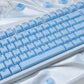 Crystal Blue MDA Keycaps - Kawaii Translucent Jelly Keycap Set for Mechanical Keyboard - Aesthetic Ice Blue Gaming Keycaps PBT Double Shot - Cute Keyboard Accessories for Gamer Girls