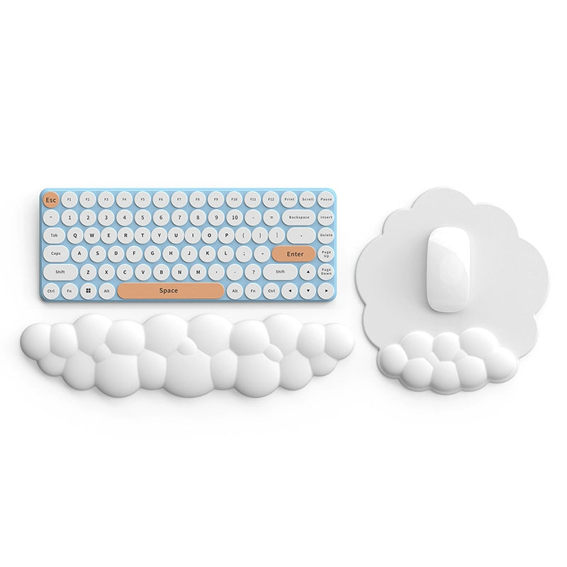 Cloud Keyboard Wrist Rest Set - Soft PU Leather Ergonomic Hand Support Pad with Mouse Pad - Cute Office Desk Accessories