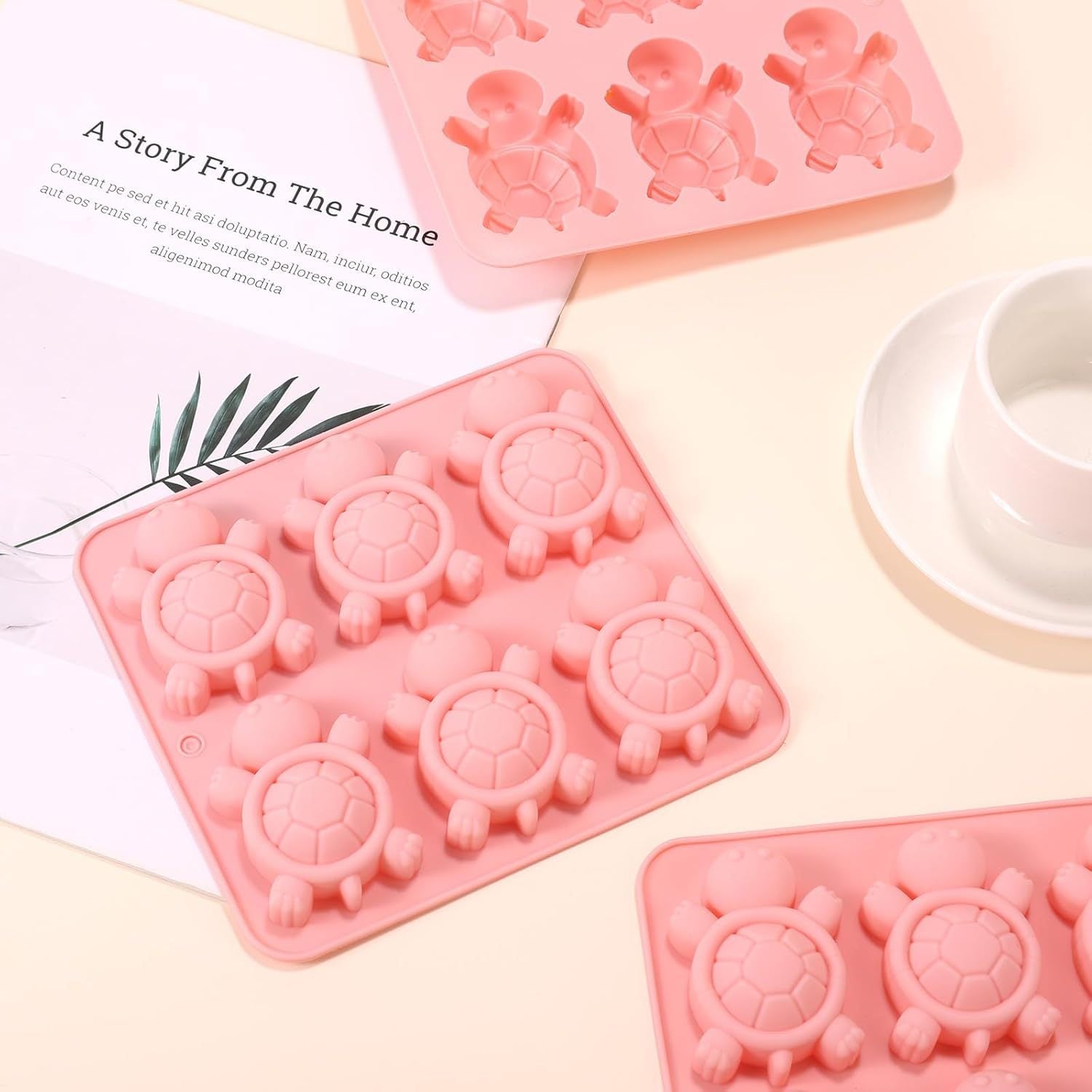 Turtle Silicone Mold Tray  6-Cavity Non-Stick Food-Grade Mold for Chocolate, Jelly, Gummies, Soap, and Ice
