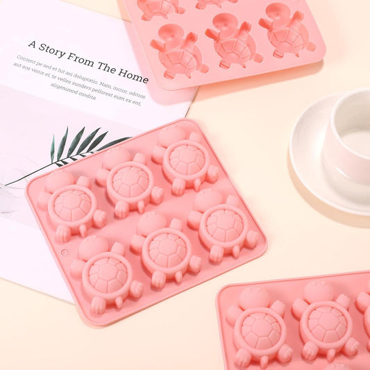 Turtle Silicone Mold Tray  6-Cavity Non-Stick Food-Grade Mold for Chocolate, Jelly, Gummies, Soap, and Ice