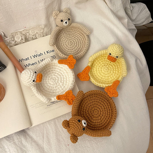 Handmade Turtle Crochet Coaster Cute Knit Mug Mat Desk Protector for Coffee, Tea, and Gaming Setups