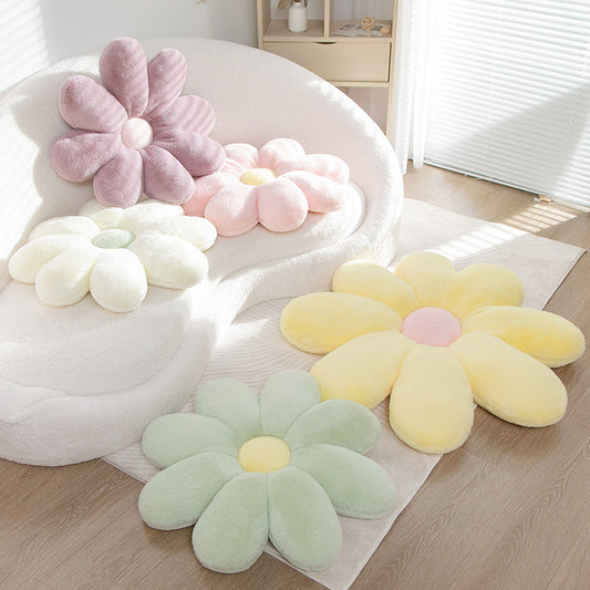 Kawaii rabbit flower shaped plush floor cushion soft seat pillow