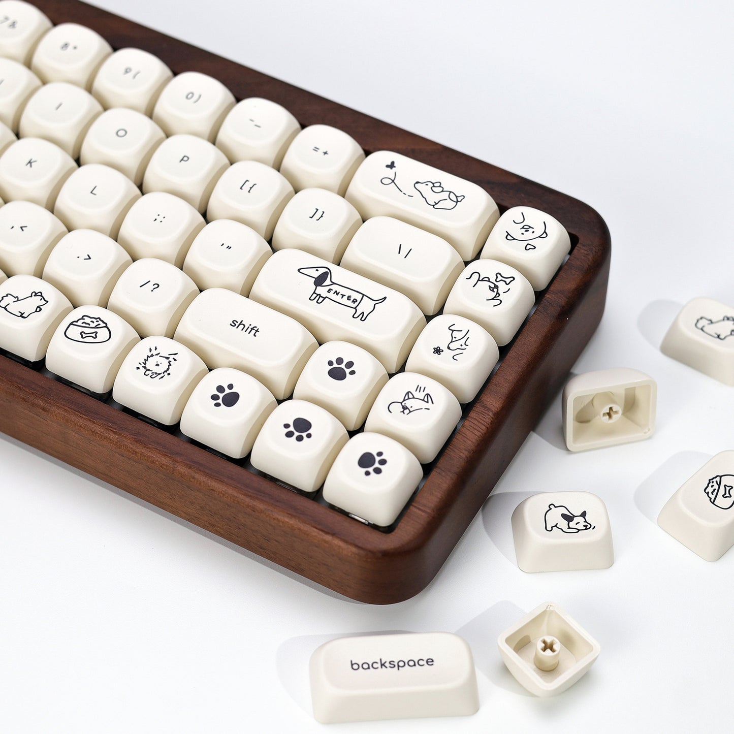 Milky puppy PBT keycap set cute pastel animal for mechanical keyboard