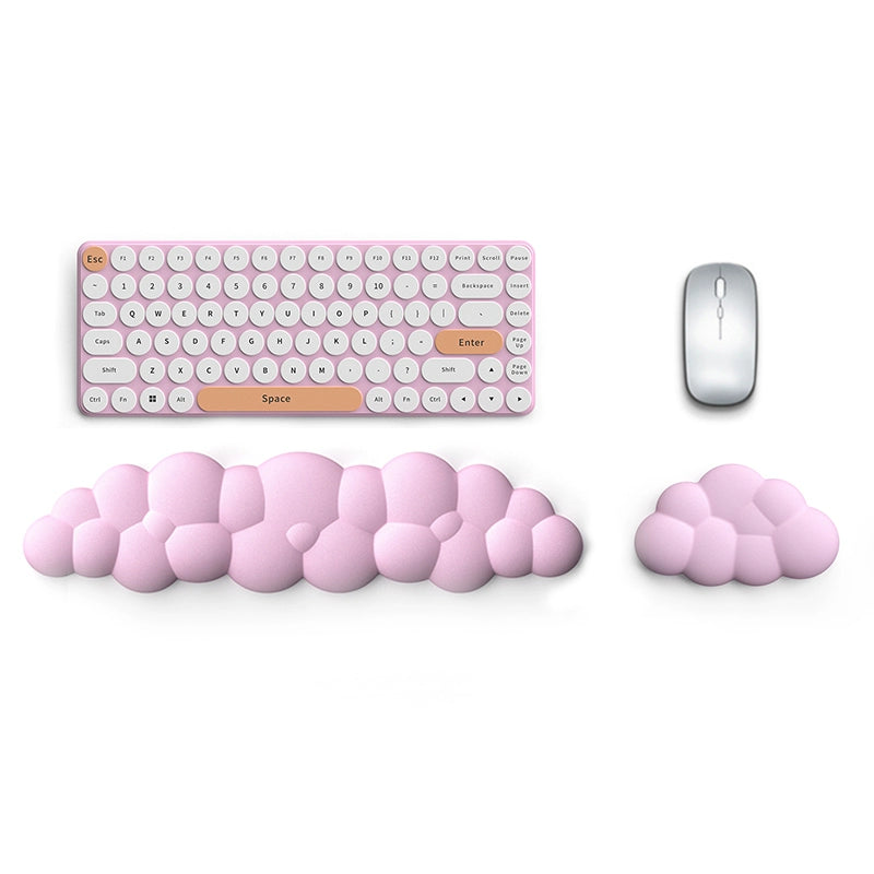 Cloud Keyboard Wrist Rest Set - Soft PU Leather Ergonomic Hand Support Pad with Mouse Pad - Cute Office Desk Accessories
