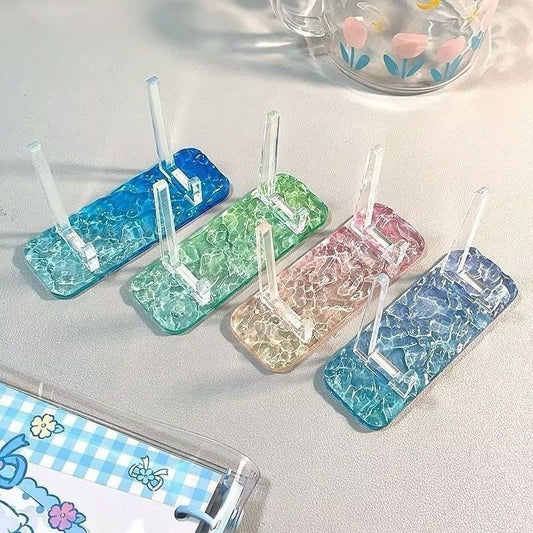 Water Ripple Acrylic Phone Stand - Clear Desk Phone Holder with Ocean Wave Design - Aesthetic Display Stand