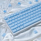 Crystal Blue MDA Keycaps - Kawaii Translucent Jelly Keycap Set for Mechanical Keyboard - Aesthetic Ice Blue Gaming Keycaps PBT Double Shot - Cute Keyboard Accessories for Gamer Girls