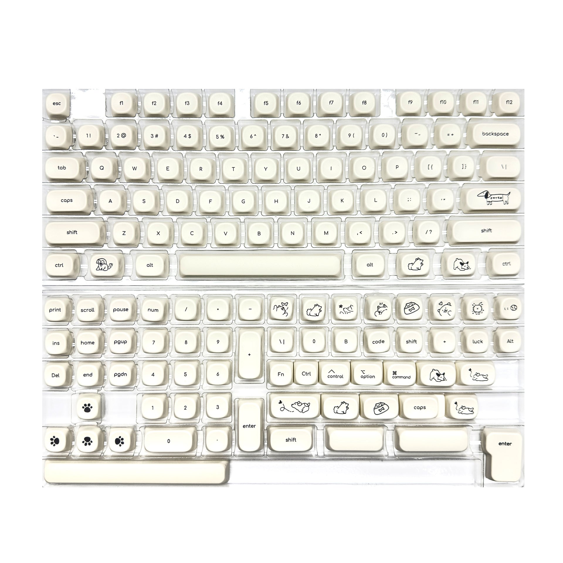 Milky puppy PBT keycap set cute pastel animal for mechanical keyboard