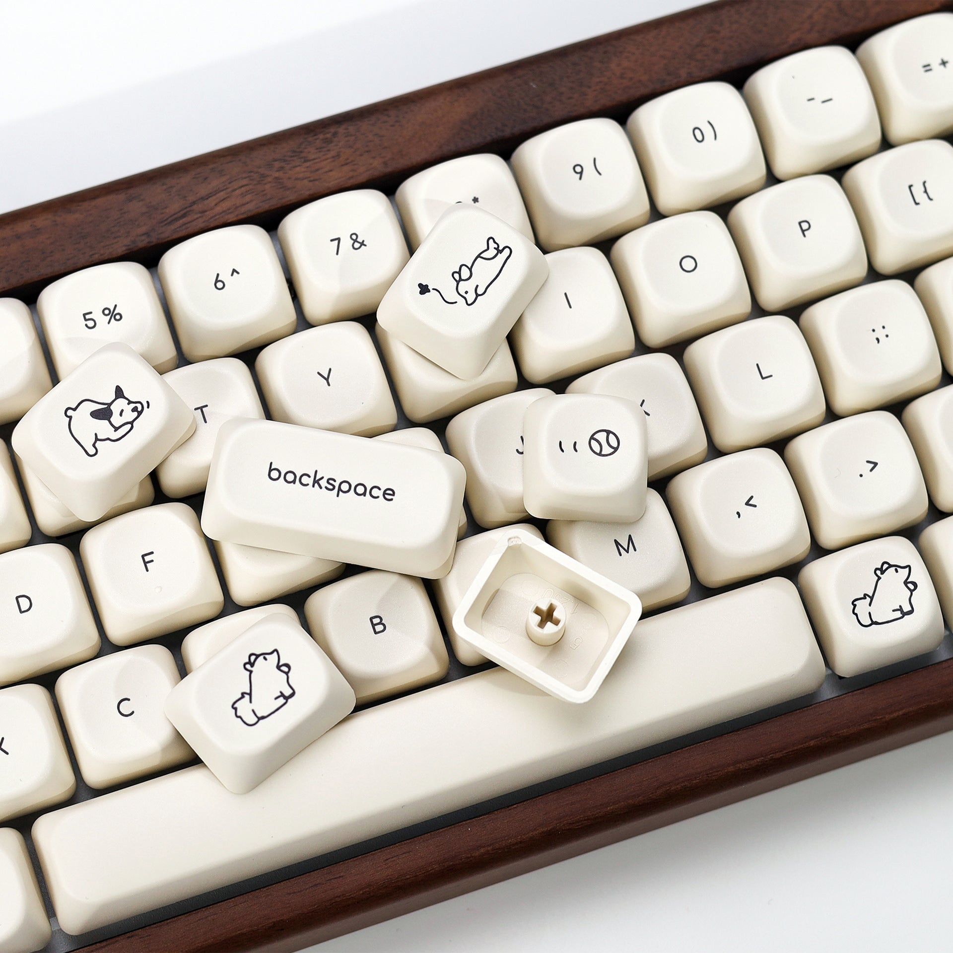 Milky puppy PBT keycap set cute pastel animal for mechanical keyboard