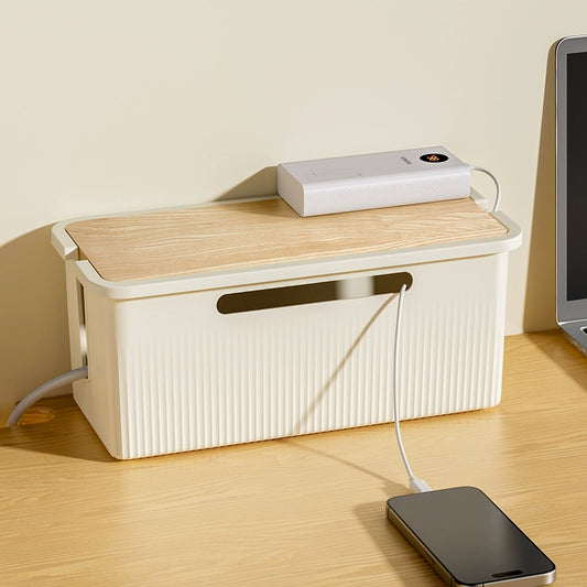 Minimalist Cable Management Box  Cord Organizer with Ventilated Lid for Desk & Home Office